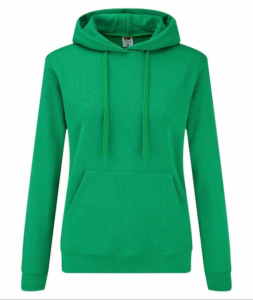 Толстовка женская с капюшоном Classic hooded c браком дырки на одежде цвет зеленый меланж 56