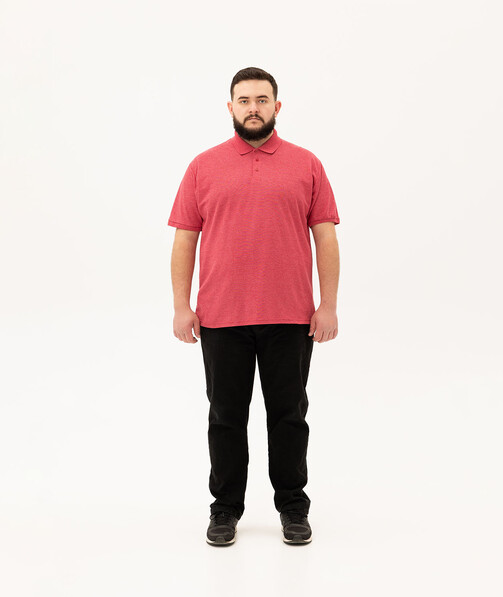 Мужское поло классическое большых размеров 3XL-5XL цвет красный меланж 32