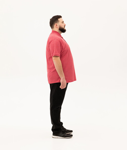 Мужское поло классическое большых размеров 3XL-5XL цвет красный меланж 36
