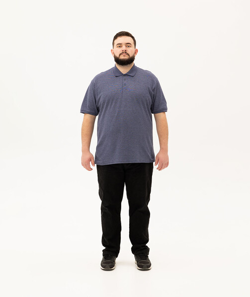 Мужское поло классическое большых размеров 3XL-5XL цвет темно-синий меланж 38