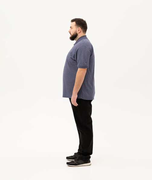 Мужское поло классическое большых размеров 3XL-5XL цвет темно-синий меланж 40