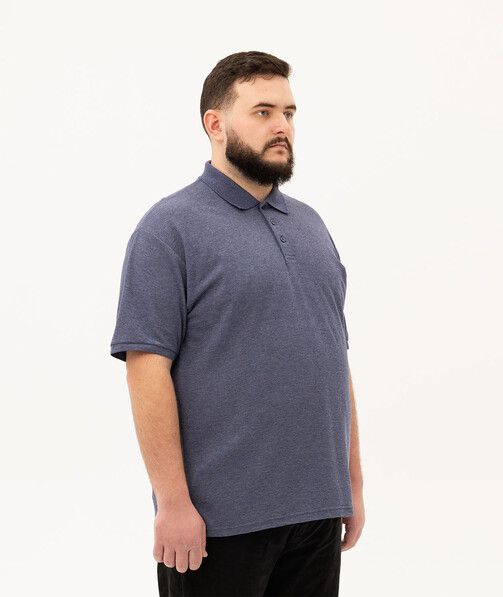 Мужское поло классическое большых размеров 3XL-5XL цвет темно-синий меланж 43