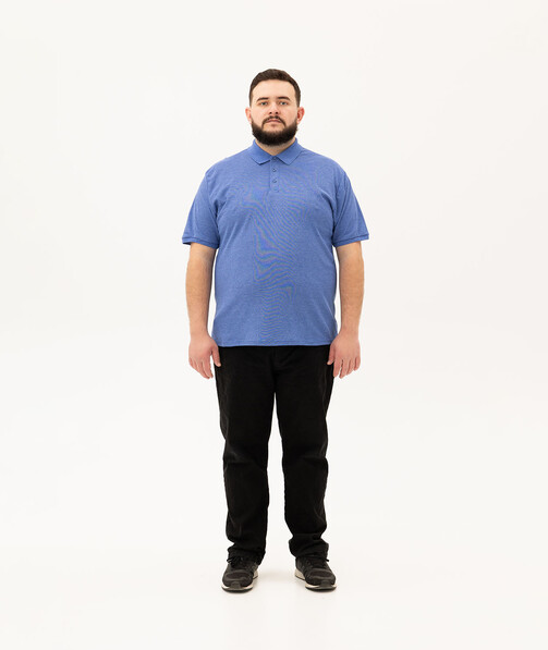 Мужское поло классическое большых размеров 3XL-5XL цвет синий меланж 50