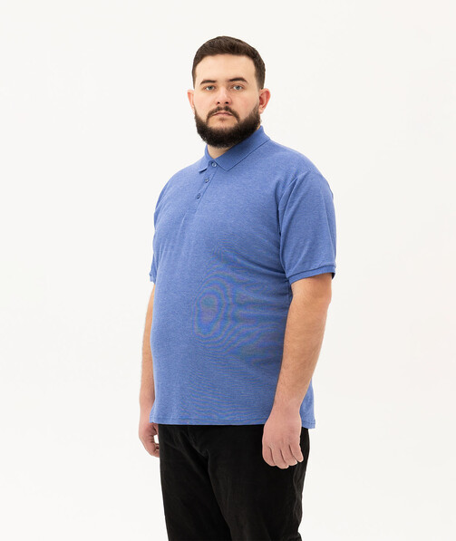 Мужское поло классическое большых размеров 3XL-5XL цвет синий меланж 51