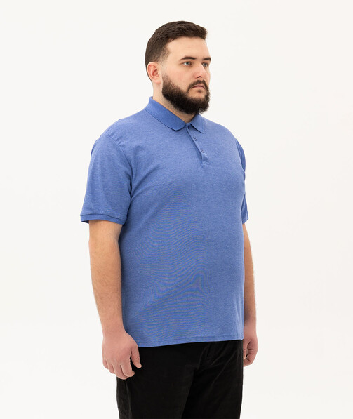 Мужское поло классическое большых размеров 3XL-5XL цвет синий меланж 55