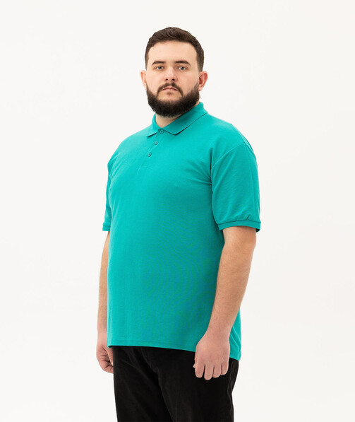 Мужское поло классическое большых размеров 3XL-5XL цвет изумрудный 81