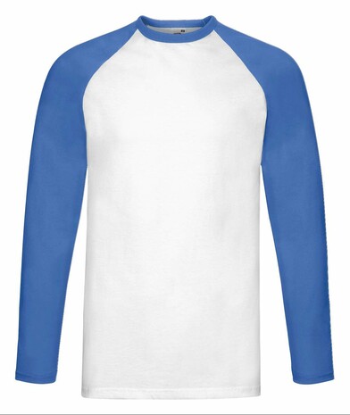 Мужская футболка с длинным рукавом двухцветная L/S Baseball цвет белый / ярко синий 1